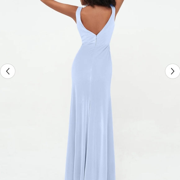 Barbaroni Mermaid Max Velvet Dresses with V Neckline Sky Blue, Size 8 - Picture 2 of 6